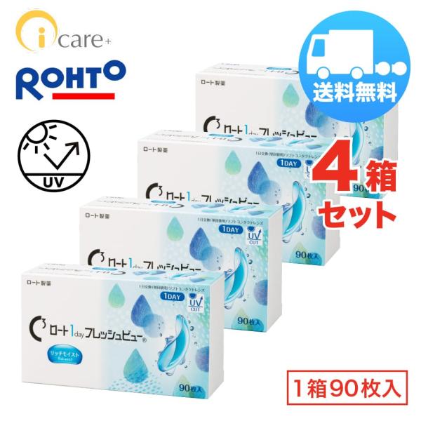 ロート 1day フレッシュビュー リッチモイスト×4箱セット（1箱90枚入り） ROHTO 1日使...