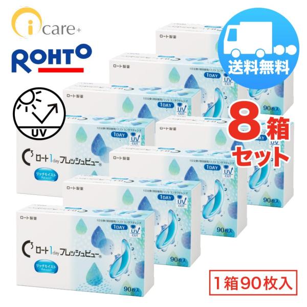ロート 1day フレッシュビュー リッチモイスト×8箱セット（1箱90枚入り） ROHTO 1日使...