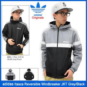 アディダス adidas ジャケット メンズ イタスカ リバーシブル ウィンドブレーカー グレー/ブラック オリジナルス(Itasca JKT AY7758)｜icefield