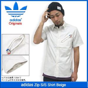 アディダス adidas ジップ シャツ 半袖 ベージュ オリジナルス(ADIDAS Zip S/S Shirt Beige Originals シャツ メンズ F81870)｜icefield