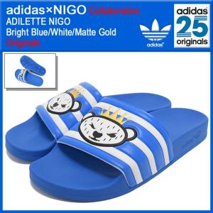 アディダス オリジナルス×NIGO adidas Originals by NIGO サンダル メンズ アディレッタ ニゴー Bright Blue/White/Matte Gold(S75558)｜icefield