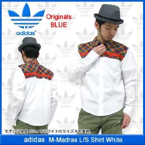 アディダス adidas M マドラス シャツ 長袖 ホワイト オリジナルス ブルー(adidas M-Madras L/S Shirt White Originals BLUE シャツ W40543)｜icefield