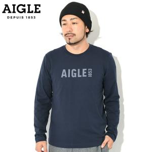 エーグル Tシャツ ロンT Tシャツ 長袖 AIGLE メンズ ロゴ プリント (Logo Print L/S Tee T-SHIRTS 長袖Tシャツ カットソー トップス ZTHAC96)｜icefield