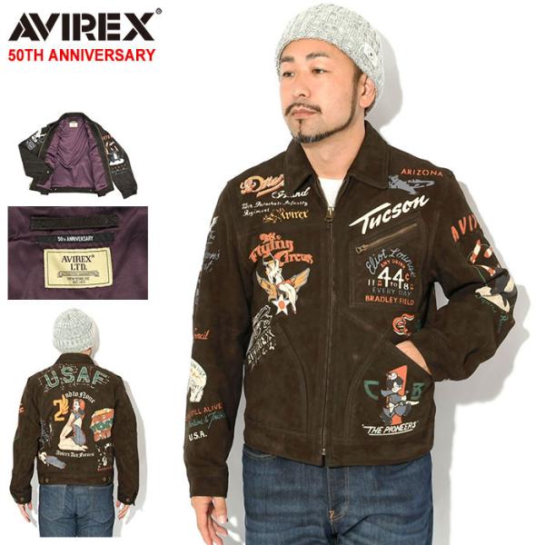 アビレックス ジャケット AVIREX メンズ ヒストリー グラフィック シープ スエード トラック...