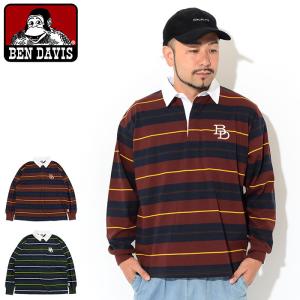 ベンデイビス ポロシャツ 長袖 BEN DAVIS メンズ マルチ ボーダー ラガーズ ( C-2780059 Multi Border Ruggers L/S Polo ビッグシルエット )｜icefield