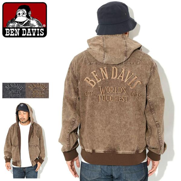 ベンデイビス ジャケット BEN DAVIS メンズ ブリーチド ツイル ジップ フーディ ( T-...
