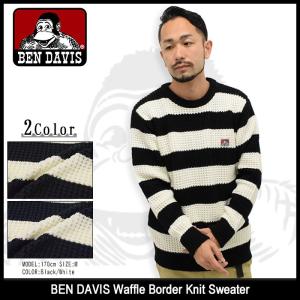 ベンデイビス BEN DAVIS セーター メンズ ワッフル ボーダー ニット(TN-6780425 Waffle Border Knit Sweater クルーネック トップス)｜icefield