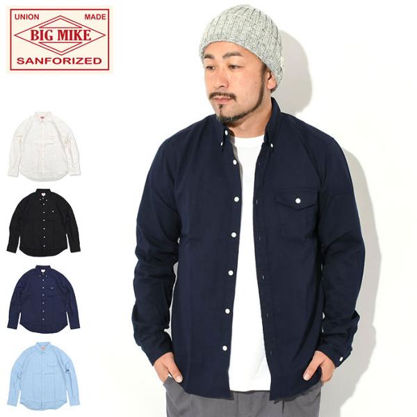 ビッグマイク シャツ 長袖 BIG MIKE メンズ オックス ボタンダウン フラップ ポケット (...