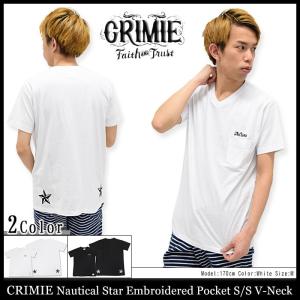 クライミー CRIMIE カットソー 半袖 メンズ ノーチカル スター エンブロイダード ポケット Vネック(Nautical Star Embroidered S/S V-Neck)｜icefield