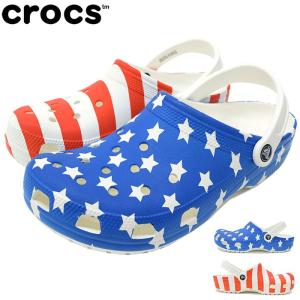 クロックス サンダル crocs メンズ 男性用 クラシック アメリカン フラッグ クロッグ(CLASSIC AMERICAN CLOG コンフォートサンダル 205974)｜icefield