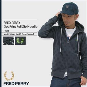 フレッドペリー FRED PERRY ドット プリント フルジップフード 日本企画 男性用 メンズ(F1513 Dot Print Full Zip Hoodie 日本製)｜icefield