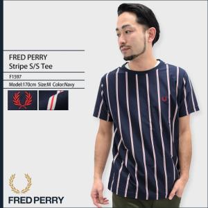 フレッドペリー FRED PERRY Tシャツ 半袖 メンズ ストライプ 日本企画(F1597 Stripe S/S Tee JAPAN LIMITED カットソー トップス 日本製)｜icefield