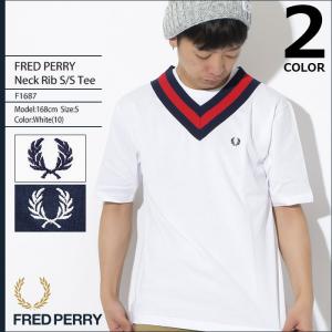 フレッドペリー FRED PERRY Tシャツ 半袖 メンズ ネック リブ 日本企画(F1687 Neck Rib S/S Tee JAPAN LIMITED カットソー トップス)｜icefield