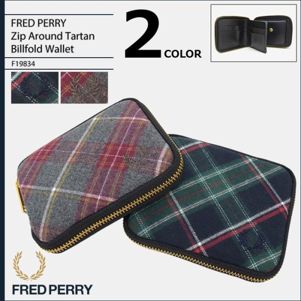 フレッドペリー FRED PERRY 財布 メンズ ジップ アラウンド タータン ビルフォールド ウ...