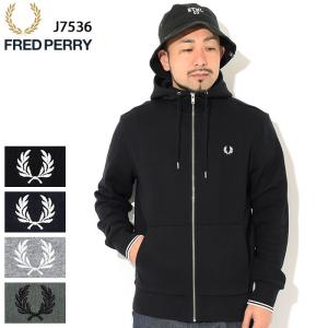 フレッドペリー パーカー ジップアップ FRED PERRY メンズ スルー ライン カフ フル ジップ フーディ ( J7536 Through Line Cuff Hoodie スウェット トップス )｜icefield