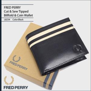 フレッドペリー FRED PERRY 財布 メンズ カット アンド ソー ティップド ビルフォールド アンド コイン ウォレット(L8234 Cut & Sew Wallet)｜icefield