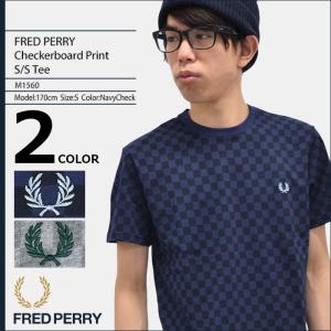 フレッドペリー FRED PERRY Tシャツ 半袖 メンズ チェッカーボード プリント(M1560 Checkerboard Print S/S Tee カットソー トップス)｜icefield