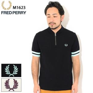 フレッドペリー ポロシャツ 半袖 FRED PERRY メンズ ティップド カフ ジップ ネック ( M1623 Tipped Cuff Zip Neck S/S Polo Shirt 鹿の子 )｜icefield