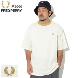 フレッドペリー カットソー 半袖 FRED PERRY メンズ ニット トリム (M3666 Knitted Trim S/S Crew ビッグシルエット オーバーサイズ Tシャツ)｜icefield