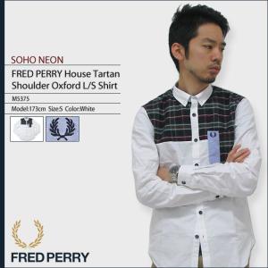 フレッドペリー FRED PERRY ハウス タータン ショルダー オックスフォード シャツ 長袖 ソーホー ネオン 男性用 メンズ(M5375 SOHO NEON)｜icefield