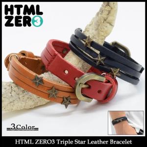 エイチティエムエル ゼロスリー HTML ZERO3 ブレスレット メンズ トリプル スター レザー(Triple Star Leather Bracelet アクセサリー)｜icefield