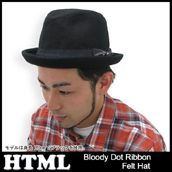 エイチ・ティー・エム・エル html ブラッディー ドット リボン フェルト ハット(HTML Bl...