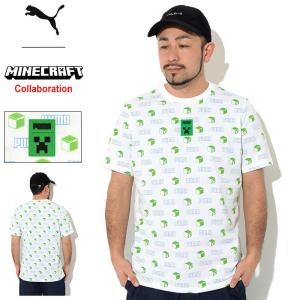 プーマ Tシャツ 半袖 PUMA メンズ マインクラフト AOP コラボ (PUMA×MINECRAFT AOP S/S Tee マイクラ T-SHIRTS カットソー トップス 534375)｜icefield