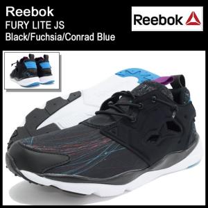 リーボック Reebok スニーカー メンズ 男性用 フューリー ライト JS ブラック/フクシャ/コンラッド ブルー(FURY LITE JS Black V67363)｜icefield