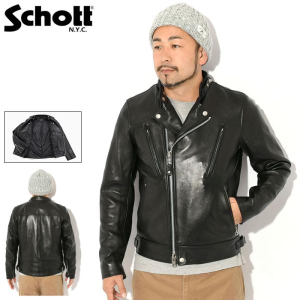 ショット ジャケット Schott メンズ ダブル ブレスト ライダース ( Double Bres...