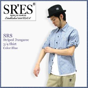 エスアールエス SRES ストライプド ダンガリー シャツ 七分袖(SRS Striped Dungaree 3/4 Shirt)｜icefield