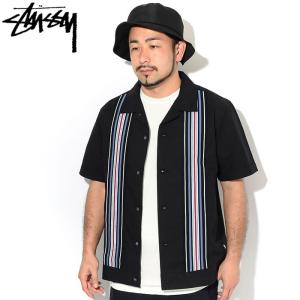 ステューシー シャツ 半袖 STUSSY メンズ Striped Knit Panel ( stussy shirt オープンカラーシャツ トップス 1110093 USAモデル 正規 )｜icefield