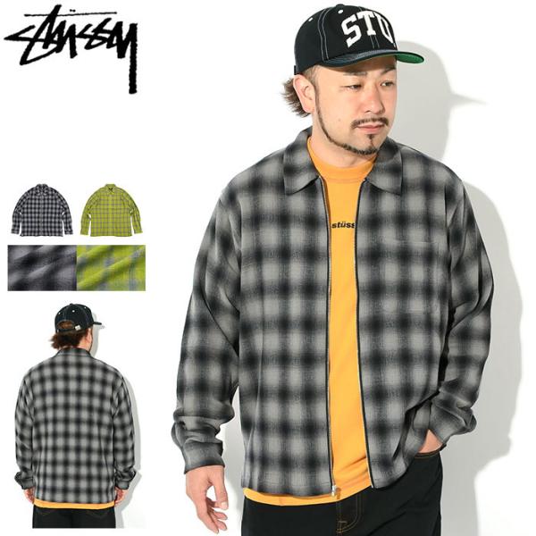 ステューシー シャツ 長袖 STUSSY メンズ Twisted Yarn Plaid Zip ( ...