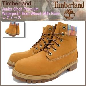 ティンバーランド Timberland ブーツ キッズモデル レディース対応サイズ 6インチ プレミアム ウォータープルーフ ウィート プレイド(1896A)｜icefield