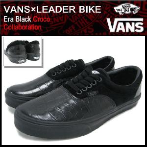 バンズ VANS×LEADER BIKE スニーカー エラ Black コラボ メンズ 男性(vans V95LEADER-BLK Era リーダーバイク Wネーム ローカット クロコ)｜icefield