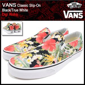 バンズ VANS スニーカー メンズ 男性用 クラシック スリッポン Black/True White デジ アロハ(VN-0003Z4ID6 Classic Slip-On Digi Aloha)｜icefield