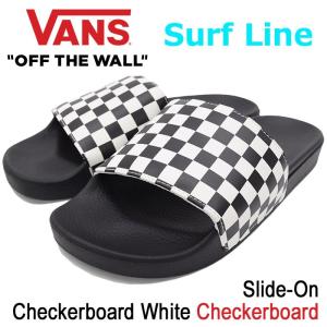 バンズ サンダル VANS メンズ 男性用 スライドオン チェッカーボード White サーフライン(VN-0004KIIP9 Slide-On Surf Line Checkerboard)｜icefield