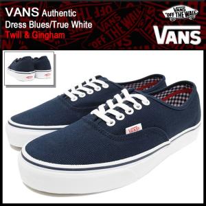 バンズ VANS スニーカー メンズ 男性用 オーセンティック Dress Blues/True White ツイル アンド ギンガム(VN-0004MKIKU Authentic)｜icefield