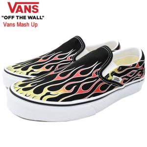 バンズ スニーカー VANS メンズ 男性用 クラシック スリッポン Flames Black/True White バンズ マッシュ アップ(VN0A38F7VKJ Slip-On)