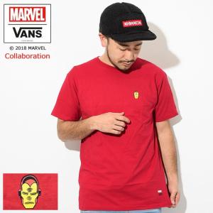 バンズ Tシャツ 半袖 VANS メンズ マーベル アイアンマン ヘッド コラボ(vans×MARVEL Ironman Head S/S Tee Wネーム 男性用 VN0A3HUSCAR)｜icefield