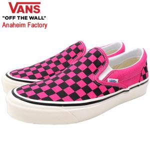 バンズ スニーカー VANS メンズ クラシック スリッポン 98 DX OG Pink Neon/Checkerboard アナハイム ファクトリー(VN0A3JEXV9N Slip-On)｜icefield