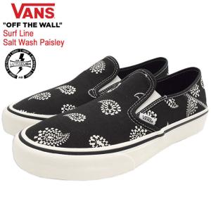 バンズ スニーカー VANS メンズ 男性用 スリッポン SF ソルト ウォッシュ ペイズリー Black/Marshmallow サーフライン (VN0A3MVD2VG Slip-On)｜icefield