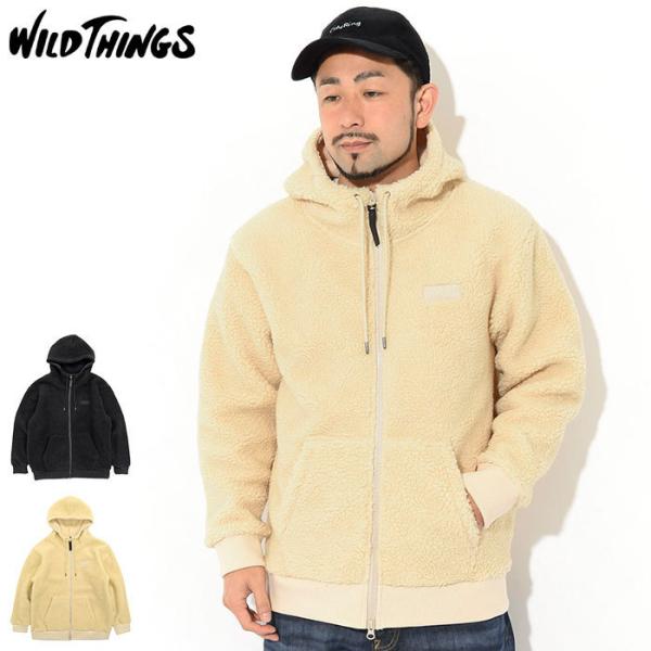 ワイルドシングス ジャケット WILD THINGS メンズ フラッフィー ボア ジップ フーディー...