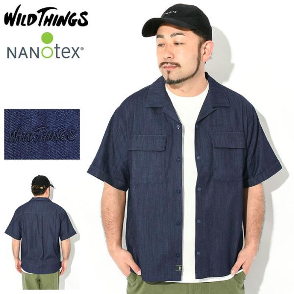 ワイルドシングス シャツ 半袖 WILD THINGS メンズ デニム オープンカラー ( Deni...