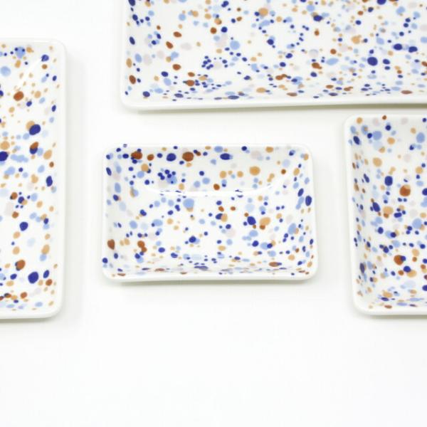 イッタラ A7 プレート 7x10cm Helle ヘレ ブルーブラウン ドット 角皿 ittala...