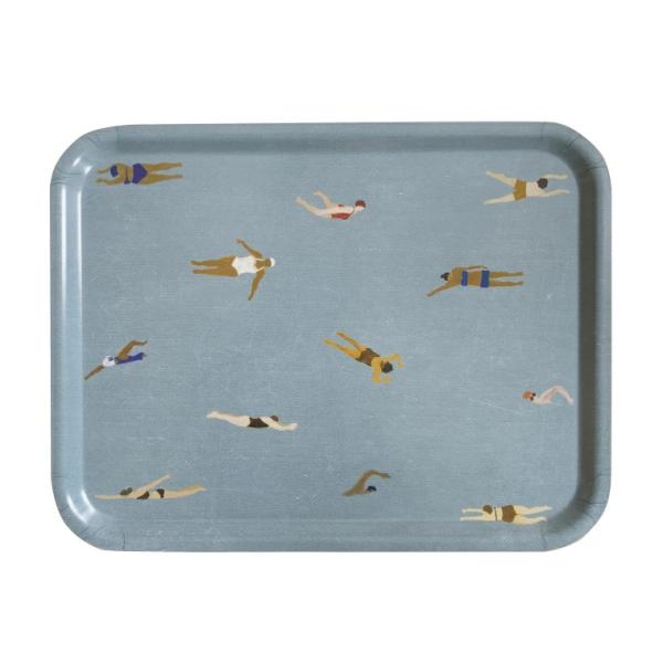 Fine Little Day ファインリトルデイ 木製トレイ SWIMMERS ブルー 43×33...