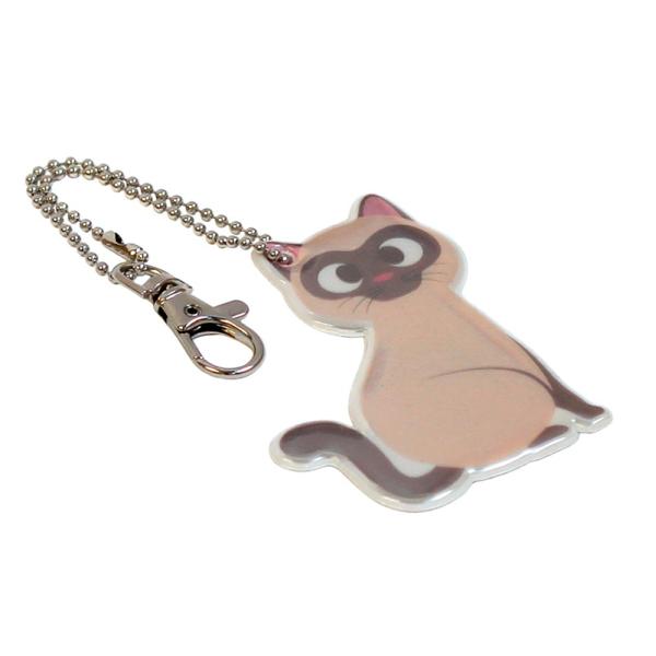 ライフセーバー リフレクター キーホルダー 猫 ネコ ベージュ ブラウン かわいい おしゃれ 北欧