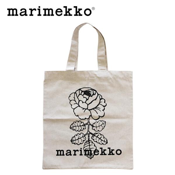 マリメッコ ヴィヒキルース トートバッグ Vankka Vihkiruusu ミニバラ柄 ベージュ ...