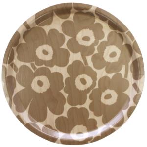 マリメッコ marimekko トレイ ミニウニッコ ベージュ MINI UNIKKO No.801 直径31cm 木製 おぼん トレー 北欧 花柄 おしゃれ ナチュラル