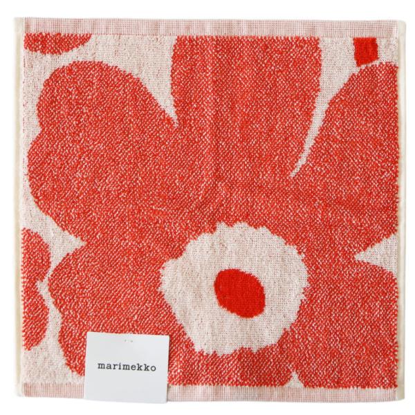 マリメッコ タオル ウニッコ Unikko ミニタオル オフホワイト×オレンジレッド 約32×33c...
