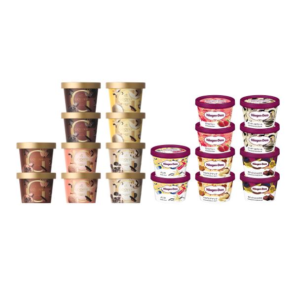 【お歳暮におすすめ】ゴディバミニカップ5フレーバー×2個　ハーゲンダッツミニカップ5フレーバー×2個...